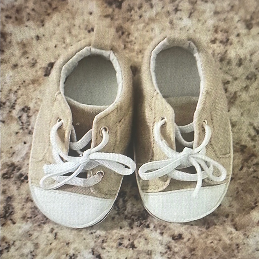 Tan and White Kids Shoes